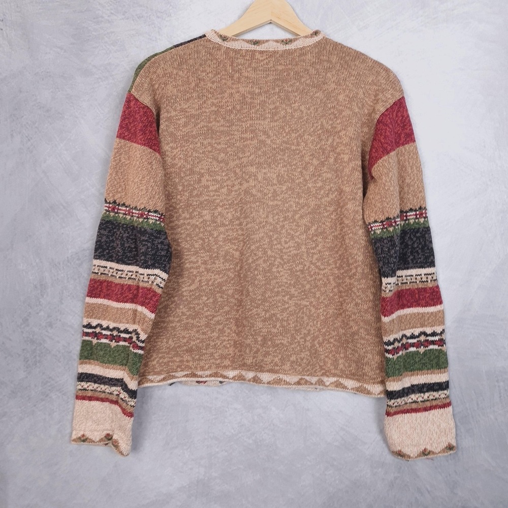 Handknit Country Cardigan Sweater Womens Large Farm Flower Rooster Sunflower - Picture 12 of 16